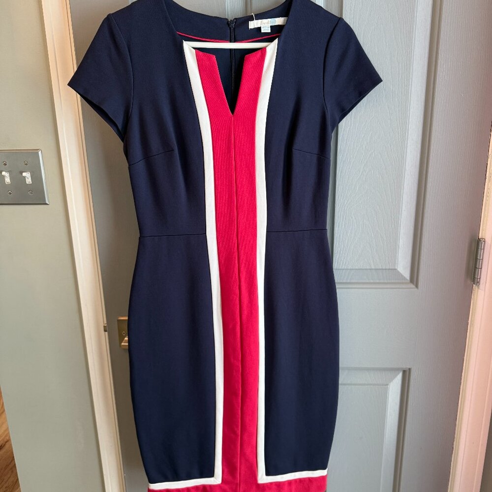 Boden Navy, Pink & White Short Sleeved dress - fully lined - Size 6